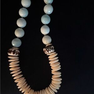 Nieman Marcus Beaded Necklace in Cream and Blue